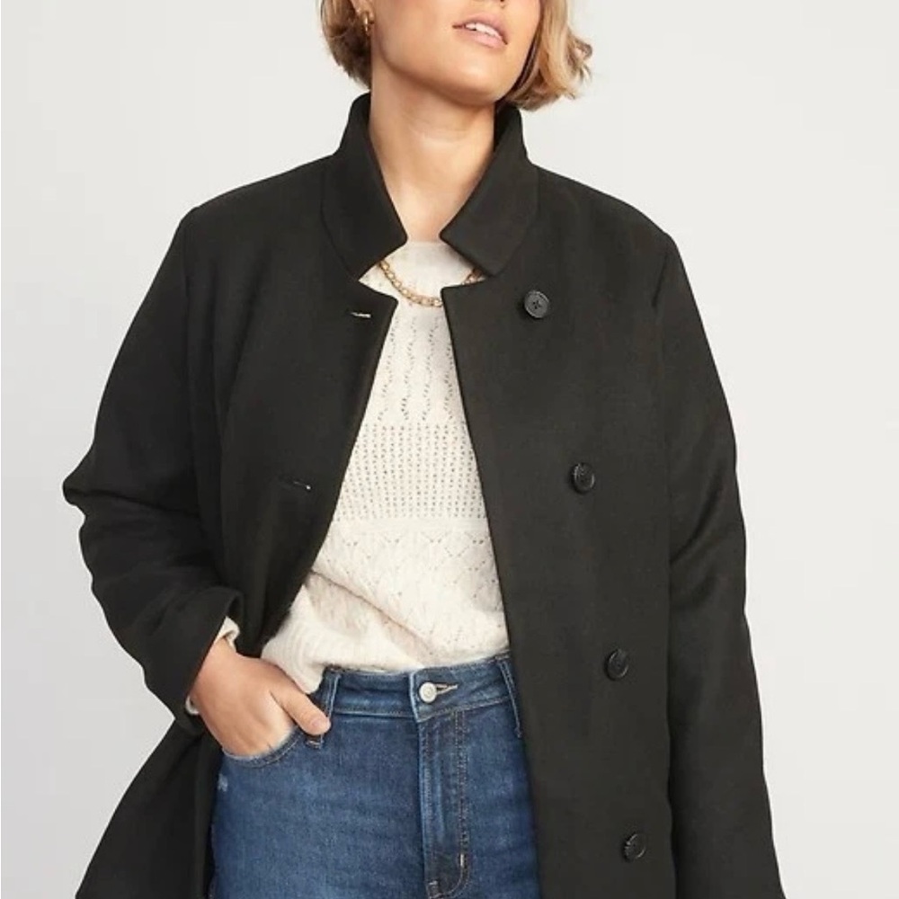 Old Navy Soft Brushed Button Front Car Women's Black Coat -Tall